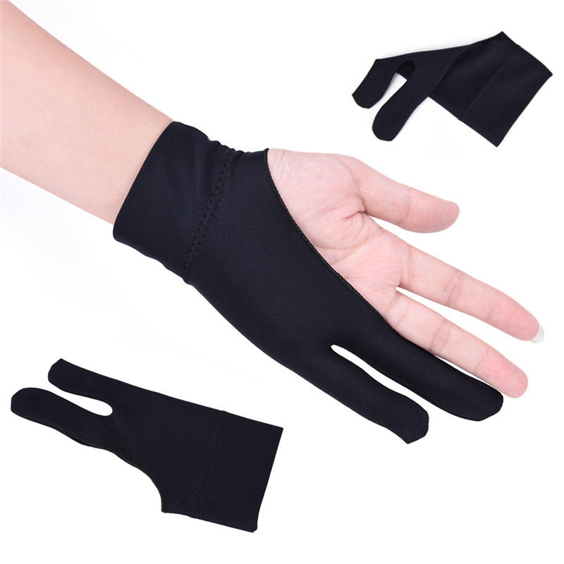 Two Finger Anti-fouling Glove For Artist Drawing & Pen Graphic Tablet Pad Household Gloves Right Left Hand Black Glove Free Size