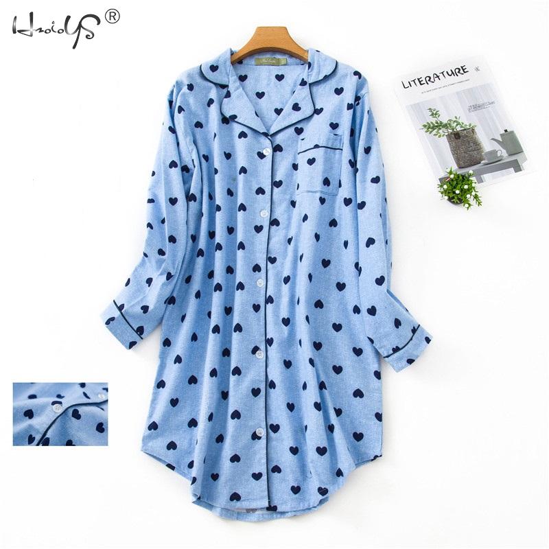Spring Casual Nights Women's Cotton Long Sleeve Nightgown Oversize Sleep Shirt 100% cotton Sleepwear for Women pj nightdress