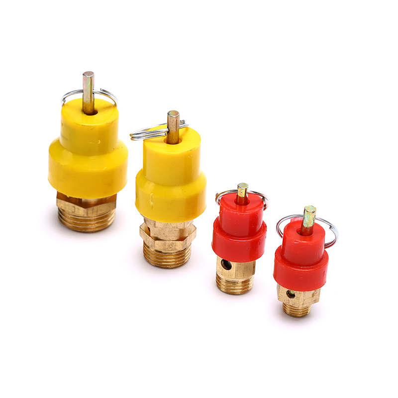 Safety Valve Spring Type Vent Exhaust Valves Thread Connector Pressure Tube Air Compressor Red/Yellow Hat Brass Pneumatic Parts