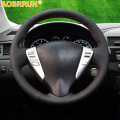 DIY Handstitched Leather Car Steering Wheel Cover For NISSAN VERSA 2013 2014 2015 Car accessories