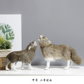 Simulation wolf animal model toy fur plush crafts big bad wolf specimen ornaments photography props children's cognition