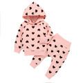 #50 2021 Vetement Heart Baby Suit Newborn Infant Baby Girl Heart Printing Hooded Coat Outwear+pants Outfits Vetement Baby Garcon