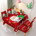 Waterproof Christmas Tablecloth And Chair Cover Elastic Santa Claus Rectangular Dinning Table Cover Cloth for Party Events Decor