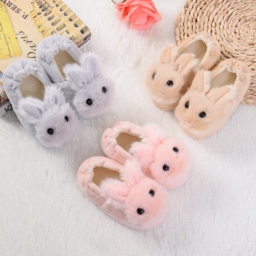 Children Boys Girls Baby Winter Slippers Shoes Cute Lovely Cartoon Rabbit Slipper Kids Indoor Fur Home Floor Shoes Warm Shoes