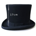 Fibonacci 17cm Black President Hat Vintage Magician Victorian Top Hat Men Wool Felt Fedoras Mad Hatter President Bowler Hat