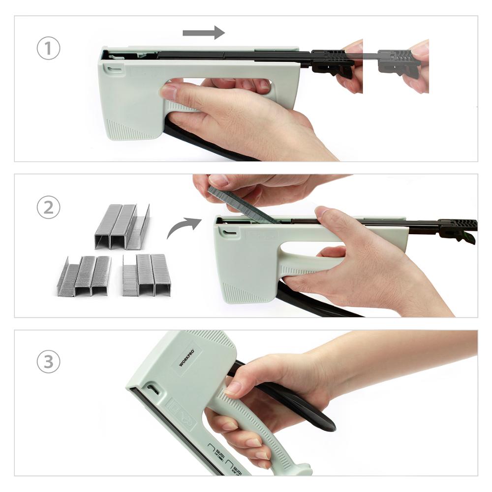 WORKPRO Light Duty Nail Gun Manual Staple Gun Furniture Nailer Plastic Stapler with 800 Staples 6mm/8mm/10mm and Staple Remover