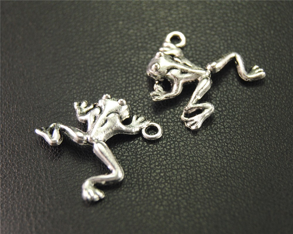 35pcs Silver Color Frog Charm Pendant DIY Necklace Bracelet Bangle Findings 18mm A1919