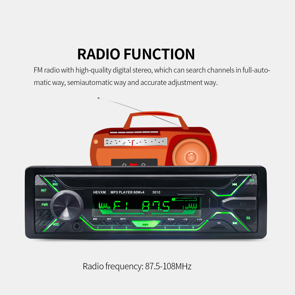 Car Radio Stereo Player 3010 Autoradio Aux Input Receiver 1din Bluetooth Stereo Radio MP3 Multimedia Player Support FM/WMA/USB