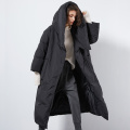 XS-7XL Plus size Winter over the knee longer fluffy duck down coat female oversized hooded thicker warm down coats wq124