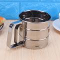 Stainless Steel Mesh Flour Sifter Mechanical Baking Icing Sugar Shaker Sieve Cup Shape Bakeware Baking Pastry Tools