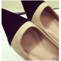 designer black apricot patchwork flat shoes women pointed toe suede leather flats famous brand mules flats plus size 34-42 s193