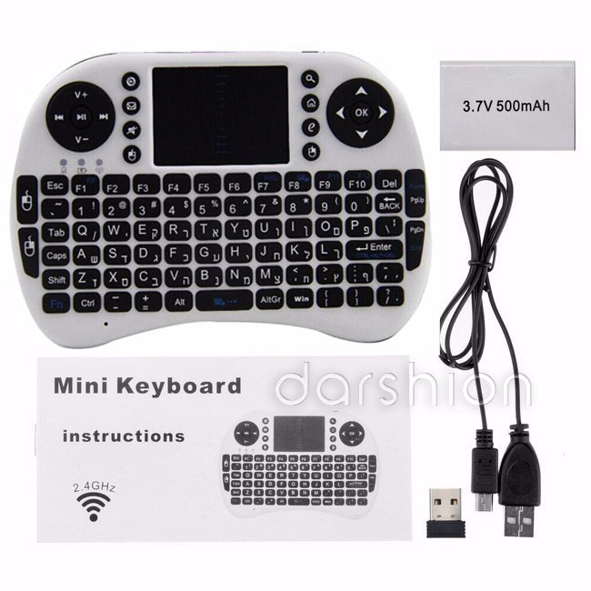 HEBREW keyboard Mini special keyboard for PAD and mobile phone , wireless USB 2.4G keyboard lithium battery