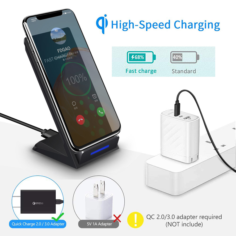 DCAE 15W Wireless Charger Stand for iPhone SE 2 11 Pro Max XS XR X 8 USB C Qi Fast Charging Dock Station For Samsung S20 S10 S9