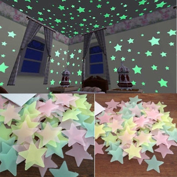 3D 100PCS Stars Glow In The Dark Wall Stickers Luminous Fluorescent Wall Stickers For Kids Baby Room Bedroom Ceiling Home Decor