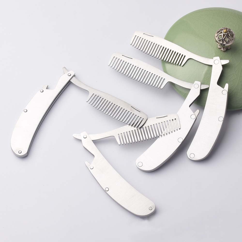 Hair Comb New Men's dedicated Stainless steel folding comb set Mini pocket comb beard care tool Convenient and use hair brush