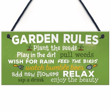 Meijiafei Garden Rules Relax Novelty Hanging Plaque SummerHouse Sign Garden Shed Friendship Sign 10