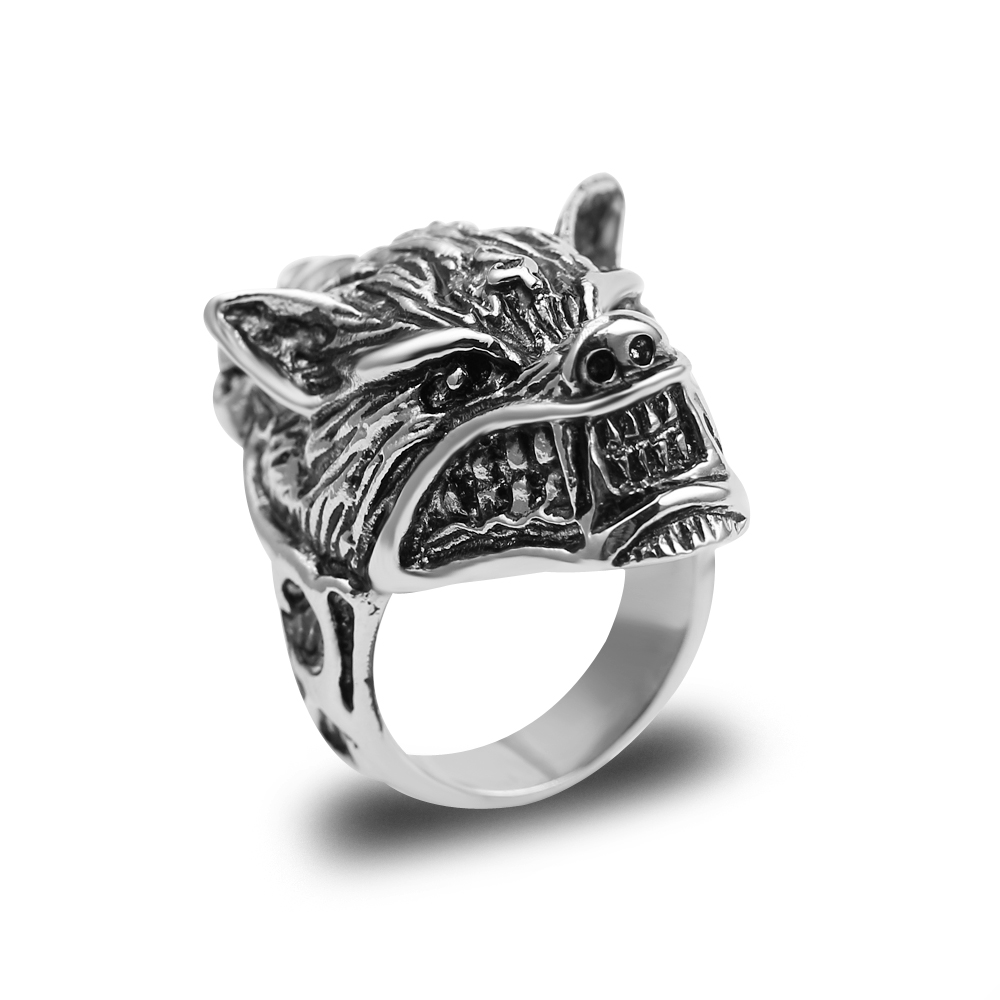 Vintage Gothic Wolf Head Ring Men Bull Head Skull Spider Eagle Lion Dragon Cross Snake Men Ring Punk Jewelry Evil Eye Ball Anel