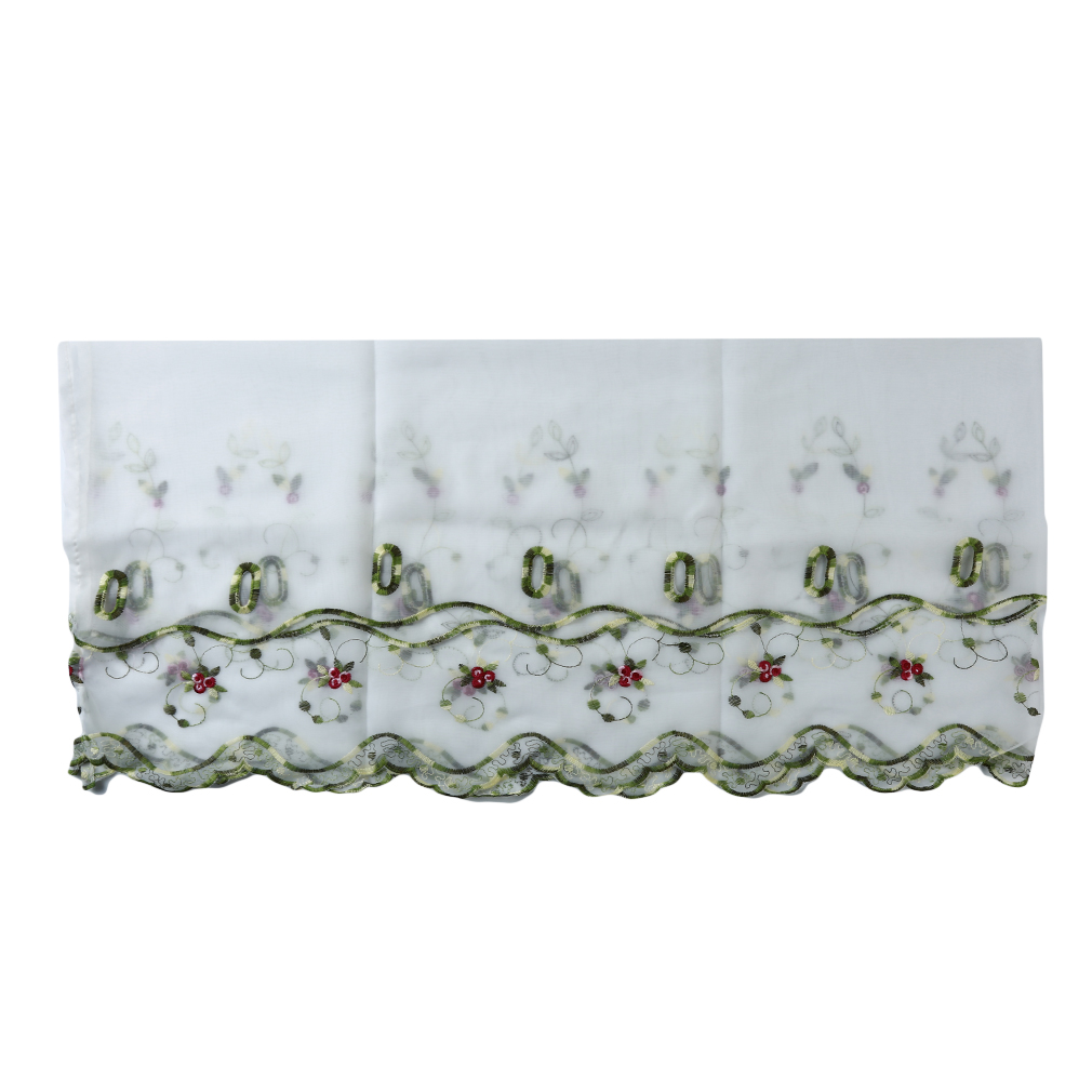 Embroidered Floral Short Curtains For Kitchen Valance Pelmet Voile Curtains for Living Room Bedroom Door Window Blinds