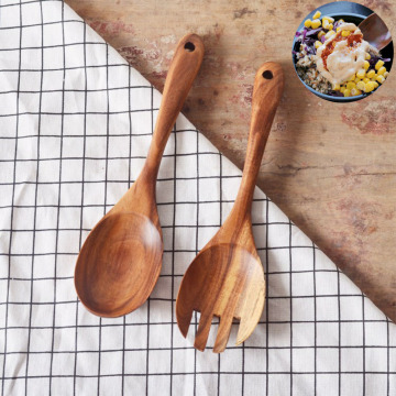 Picnic Pratical Hygienic Small Salad Servers Wooden Durable Multipurpose Cute Forks Restaurant Set Cooking Retro Camping Spoon