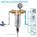 Water Pre Filter System 1/2'' or 3/4'' Brass Mesh Prefilter Purifier W/ Reducer Adapter&Gauge Water Purifier Pre-filter