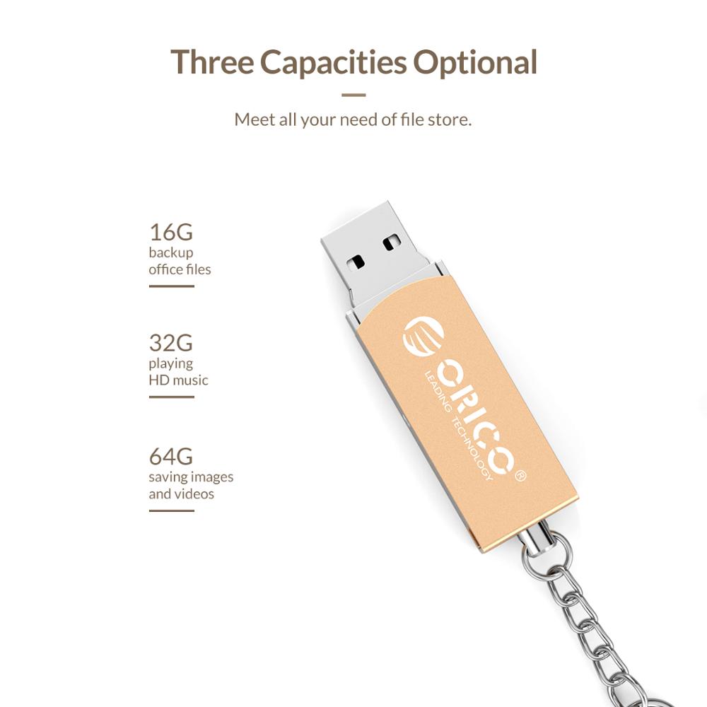 ORICO USB Flash Drive 64GB 32GB 16GB USB 2.0 Metal Flash Memory USB Stick Storage Flash Disk USB 2.0 Flash Drive