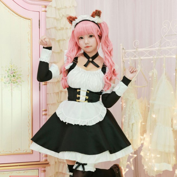 Fate Tomamo No Mae Costumes Cosplay Lolita Maid Dress for Girls Woman Waitress Maid Party Stage Costumes