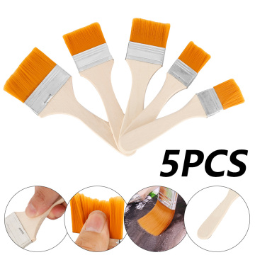 5pcs/set High Quality Nylon Paint Brush Reusable Barbecue Gouache with Wood Handles Oil Bursh Scrubbing Brushes Art Supplies