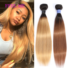 FEEL ME Ombre Straight Hair Bundles Pre-colored Two Tone Peruvian Human Hair Bundles 1b/27 1b/30 1b/99j Non-remy Hair Extensions