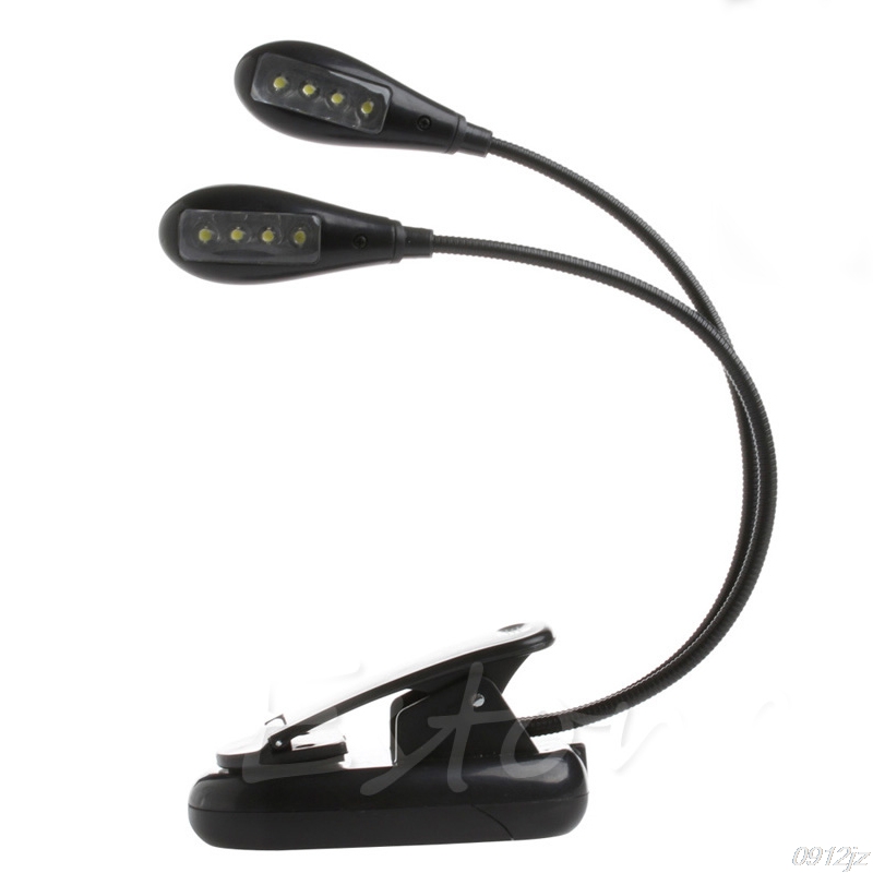 Led Book Light Mini Clip-On Flexible Bright LED Lamp Two Heads Light Book Reading Lamp For Bedroom Book Reader Light