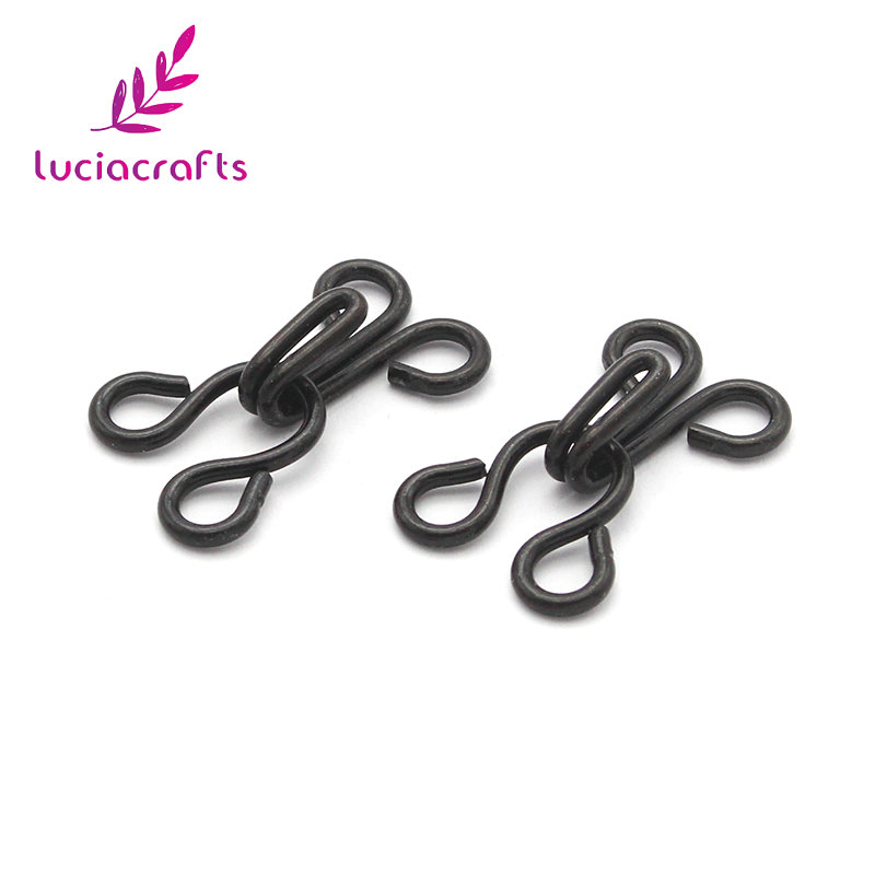 Lucia crafts 10set Silver/Black 13/16/23mm Metal Hook Buckle Collar Hook Clasp Hidden Button Clothing Accessories G1212