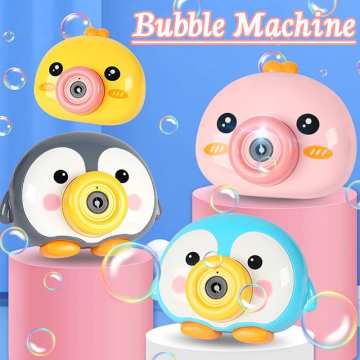 Automatic Funny Cute Cartoon Penguin Chick Animal Soap Children Bubble Maker Camera Bath Wrap Machine Toys Bubble Gifts for Kids