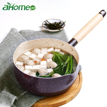 Japanese Style 18cm Cooking Pot Soup Stock Pots Kitchen Cookware Non-Stick Stew Pot for Gas and Induction Use