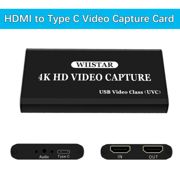 Wiistar USB Video Capture Card HDMI to Type C USB 1080P Video Record HDMI 4K Loopout for PS4 TV Camera Recording Live Streaming