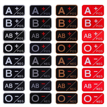 3D PVC Patch A+ B+ AB+ O+ Positive POS A- B- AB- O- Negative NEG Blood Type Group Patch Tactical Patches Military Badges