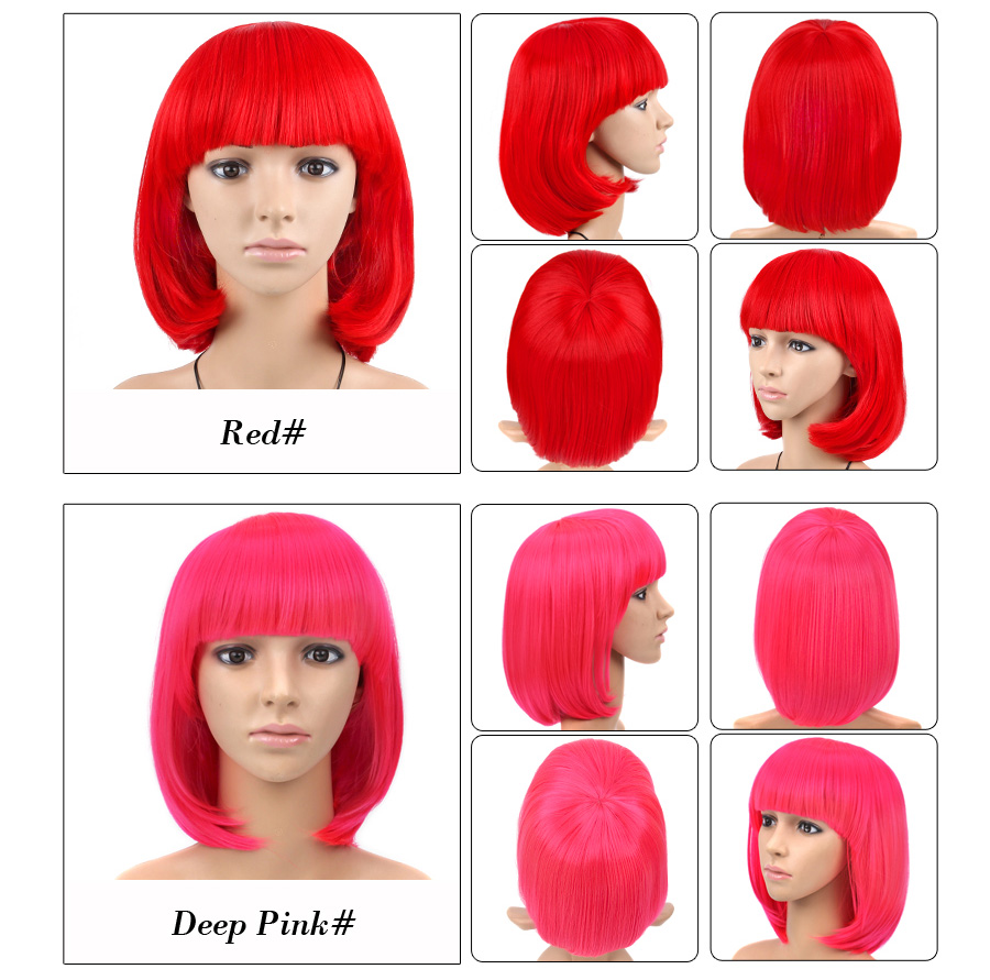 23 Colors 12inch Short Bob Wig With Bangs