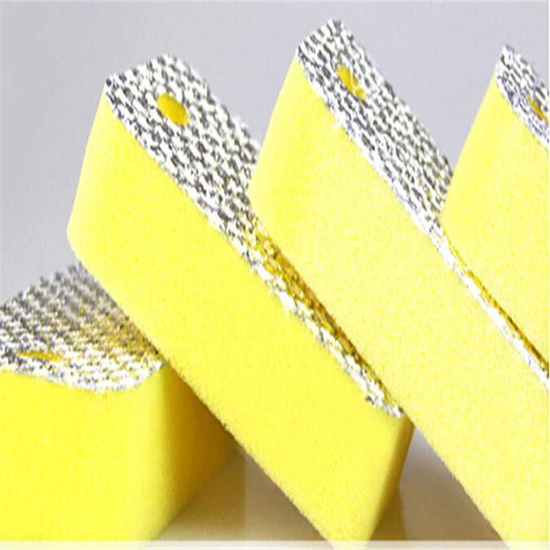 High-density Sponge Scouring Pad Kitchen Cleaning Cloth Dishwashing Brush yellow+silver Magic Cleaning Brushes