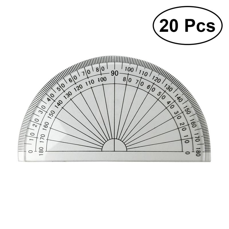 20Pcs 4 Inch 10cm Plastic 180 Degrees Protractor for Angle Measurement Rulers School Office Student Math (Transparent)