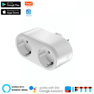 16A Smart WiFi Plug 2 In 1 Adaptor Remote Voice Control Power Monitor Socket Outlet Timing Work With Alexa Google Home Tuya