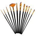 12Pcs Nylon Art Brushes Watercolor Painting Brush Variety Style Wooden Handle Oil Acrylic Painting Brush Pen Art Supplies