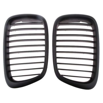 Pair of Black Kidney Front Grille Car Grille for 5 Series FOR BMW E39 1995-2003