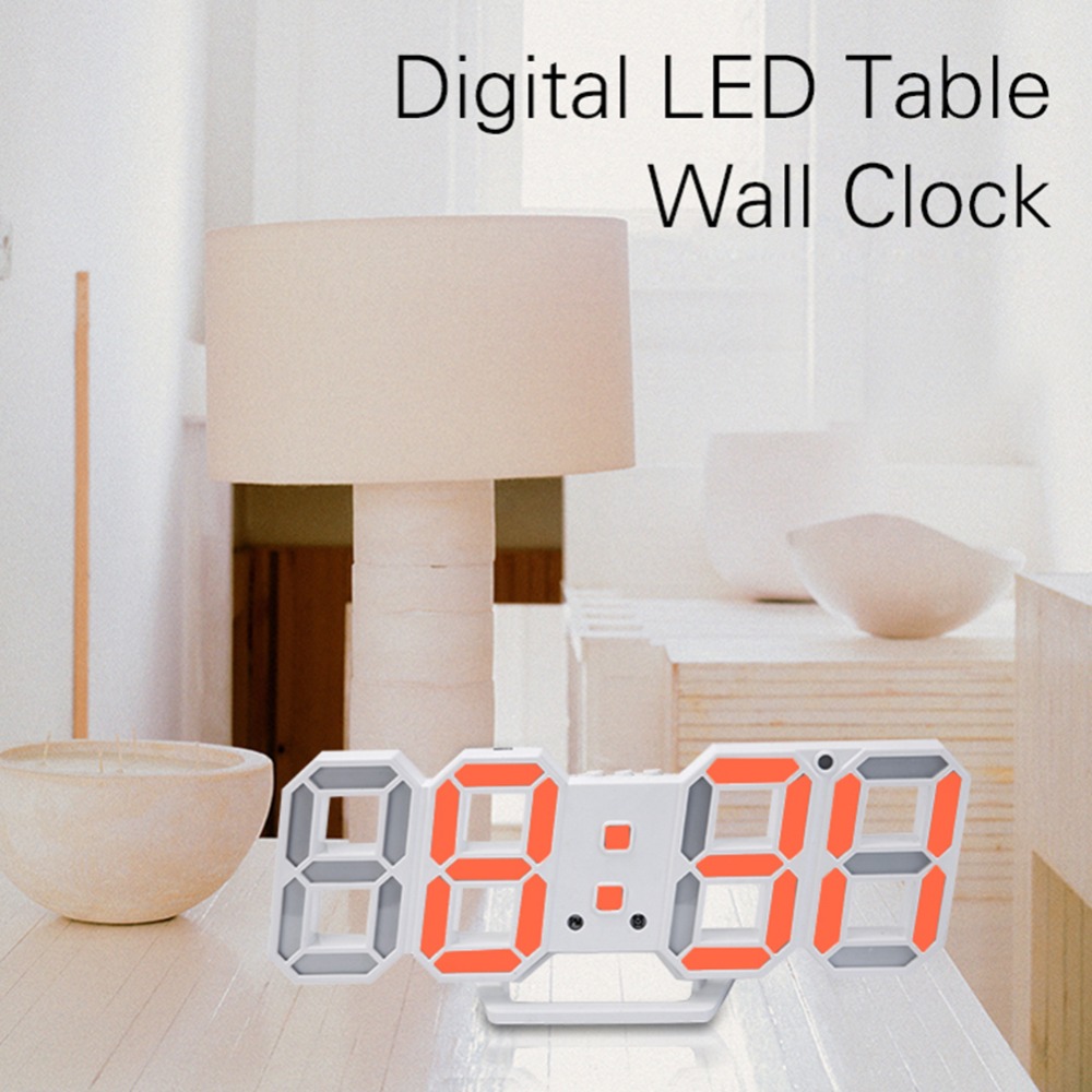 3D LED Moderen Wall Clocks Display 3 Brightness Levels Dimmable Nightlight Snooze Function for Home Kitchen Usb Digital Clock