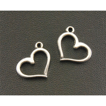 10pcs Silver Color A Simple Heart Charm accessories for jewelry Bracelet Necklace making 13x16mm A1327