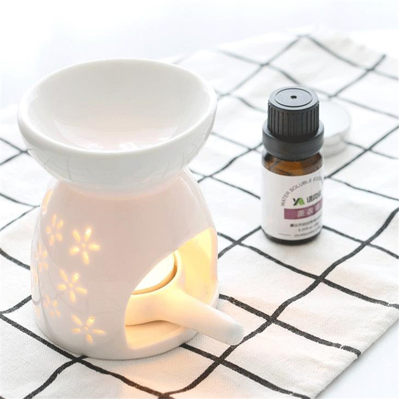 Ceramic Tea Light Candle Holder Essential Oil Burner Aromatherapy Diffuser for Balcony Spa Yoga Living Room Aroma Oil Burner