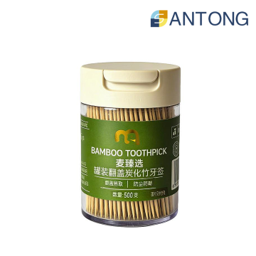 Flip Jar Carbonized Bamboo Toothpicks