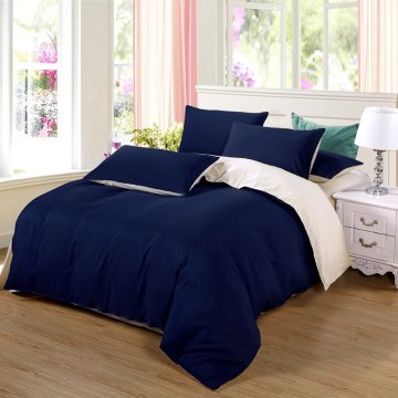 AB side bedding set super king duvet cover dark blue +beige 3/ 4pcs bedclothes adult bed man flat sheet 230*250cm55