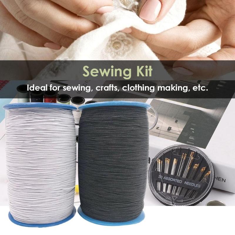 2 Rolls Sewing Threads Elastic Latex Line Rope Quilting Thread Embroidery Thread for Sewing Machine Hand Stitching Sewing Tools