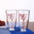 Arshen Cherry Blossoms 350ML Double Wall Shot Glass Clear Handmade Heat Resistant Tea Drink Cups Healthy Drink Mug Coffee Glass