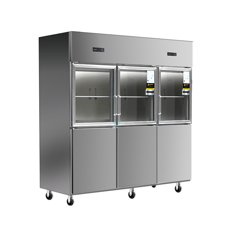 6 stainless steel glass door display cabinet refrigerator