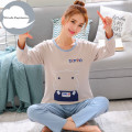 Winter Sleep Lounge Pajama Long Sleeve Top + Long Pant Woman Pajama Set Cartoon Pyjamas Cotton Sleepwear Women M L XL XXL XXXL