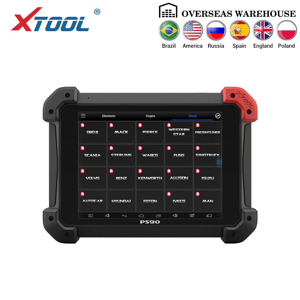 XTOOL PS90 HD OBD2 Automotive OBD2 Truck Diagnostic tool PS90 HD for Heavy duty Free update online for Multi-brand With Wifi/BT